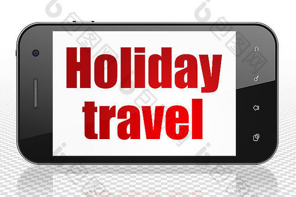 旅游理念：显示假日旅游的智能手机