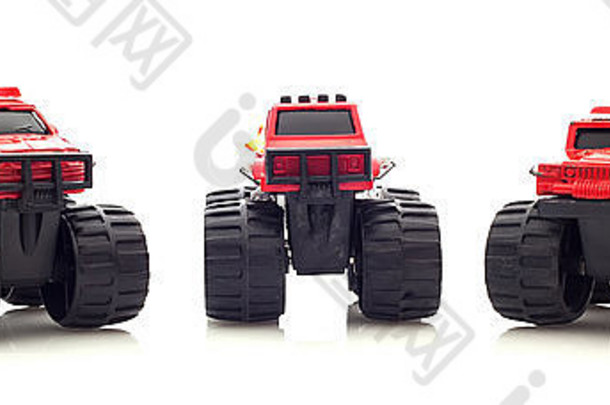 玩具红色的怪物卡车白色背景