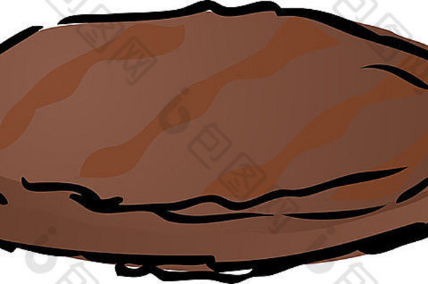 烤汉堡肉饼肉盘3d等距插图手绘复古线条艺术草图
