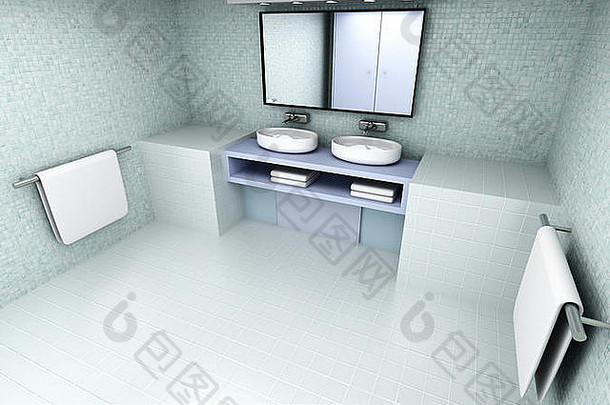 呈现插图现代浴室室内可视化