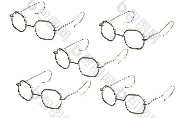 古董金属眼镜孤立的白色