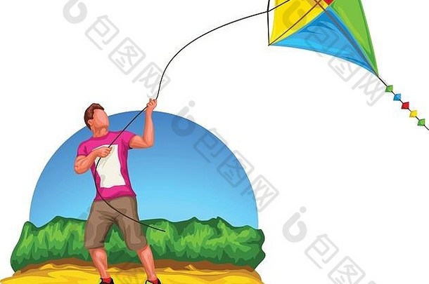 男人。玩风筝