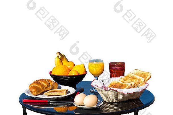 表格食物早餐孤立的白色背景
