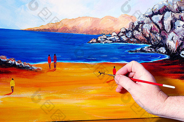 用油画描绘海景的艺术家