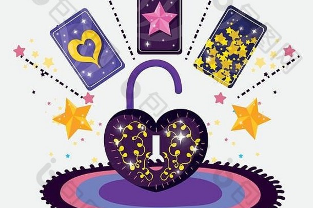 魔法卡片神秘挂锁星星