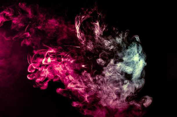 彩色的背景绕组云烟模式形式粉红色的绿色蓝色的颜色舌头火焰黑色的伊索拉