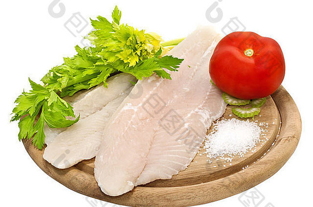 新鲜的鱼鱼片香料芹菜
