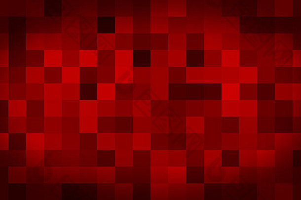 红色运动抽象背景彩色像素闪烁和切换。马赛克瓷砖发光的动画背景。用强光移动<strong>科技</strong>广场。抽象红<strong>方块</strong>背景