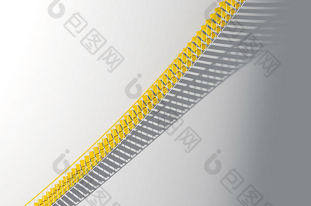 当代体系结构背景黄色的金属楼梯影子模式白色轮墙渲染插图