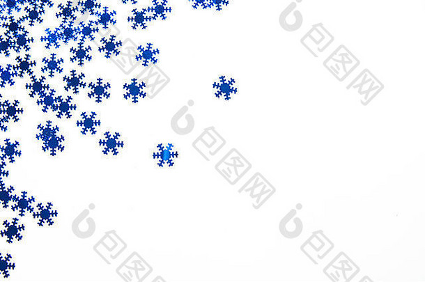 圣诞节背景蓝色的星星白色空白