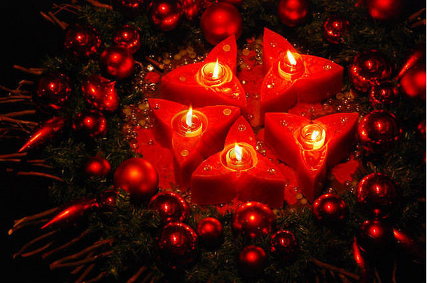 圣诞烛台设置-明亮，蜡烛，庆祝，圣诞节，圣诞节装饰