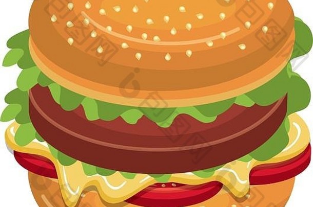 美味快餐汉堡主题设计图标。