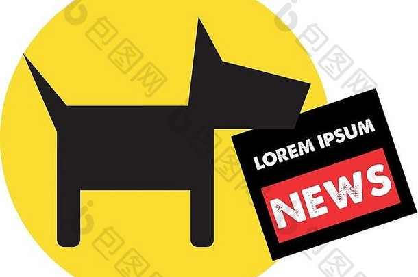 狗和报纸的标志概念，支持EPS 10。