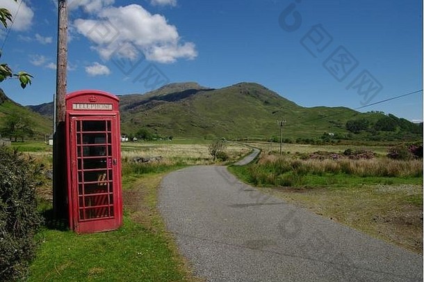 苏格兰穆尔岛贝湖电话亭