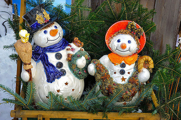 雪人夫妇的圣诞装饰