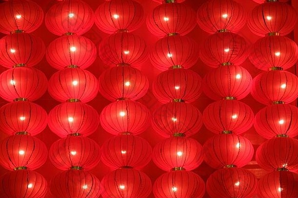 背景中国人红色的灯笼月球一年装饰挂墙