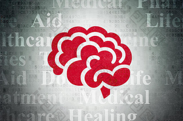 健康概念：数字数据纸背景下的大脑