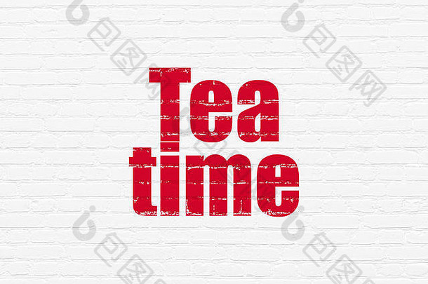 时间轴概念：墙上背景上的茶点时间