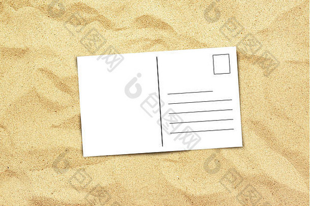 空白明信片海滩沙子前视图复制空间夏天假期假期消息信