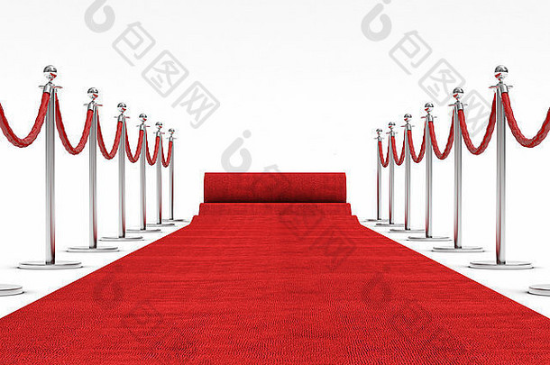 白色地毯上的红地毯3d图像