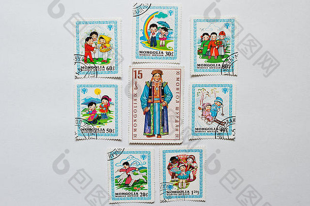 乌日哥罗德乌克兰约集合帖子邮票印刷蒙古显示玩孩子们系列实习生