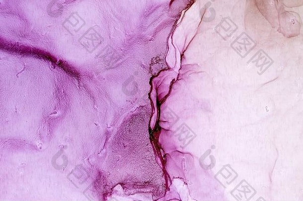 酒精墨水紫罗兰色的摘要背景手画墨水纹理现代当代艺术