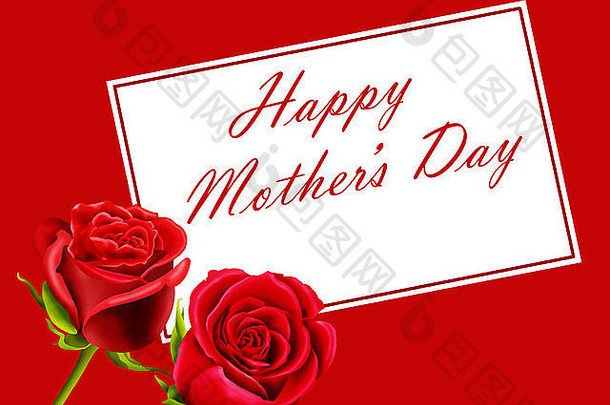 母亲节贺卡，玫瑰色，红色背景，空白处供您自己填写