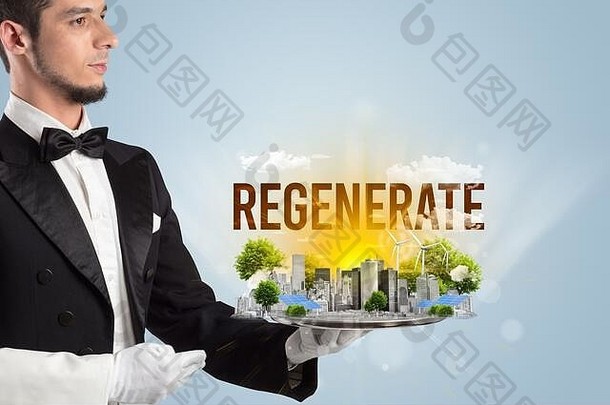 服务员服务生态城市再生登记renewabke能源概念