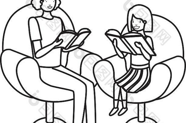 父女俩坐在沙发上，书中的阿凡达角色
