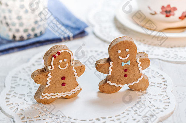 可爱可口的装饰饼干，用于圣诞节庆祝活动