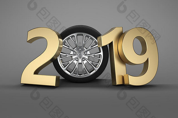 2019新年车轮-3D渲染图像