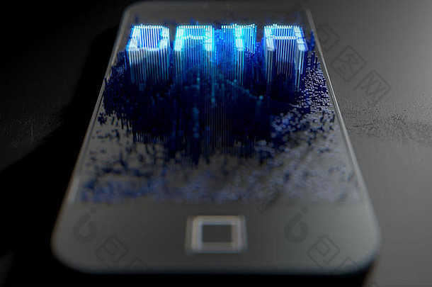 渲染现代通用的聪明的电话屏幕发出小像素随机