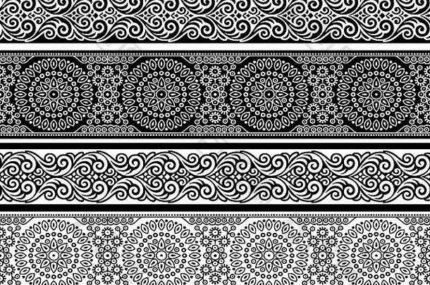 花卉抽象黑白边框设计背景