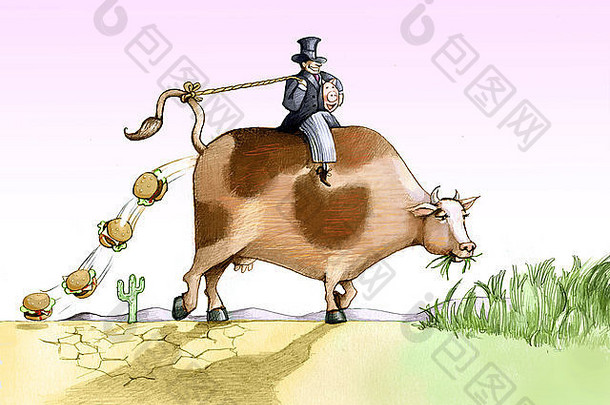 一个<strong>牧童</strong>骑着一头牛