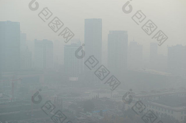 大大都会城市可怕的空气污染烟雾贡献者健康问题潜在的有关全球气候变暖气候