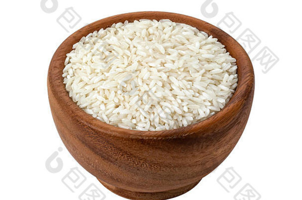 干生米粒棕色木碗