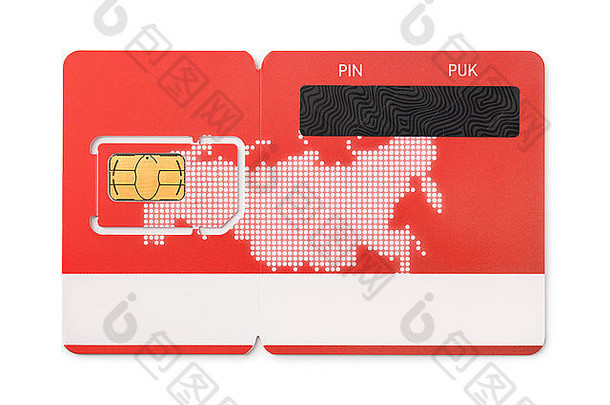 新的红色SIM卡与白色隔离