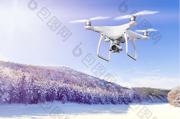 徘徊无人机采取图片白色冬天自然