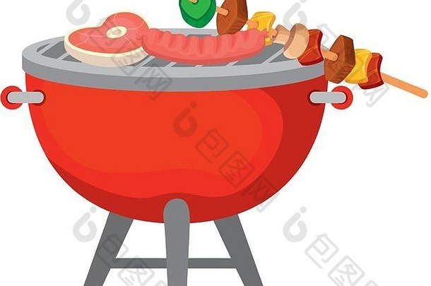 烤箱烧烤食物孤立的图标