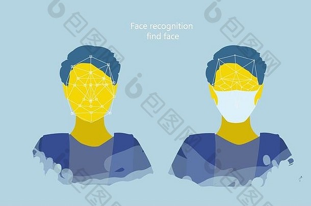 医学口罩中的人脸识别，现代大都市在流行病危险时期的计算机视觉问题。戴面具的人。