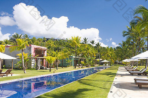 太阳便鞋白色雨伞池理由酒店海岸巴西