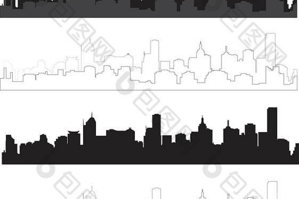 黑色和灰色的城市轮廓解读