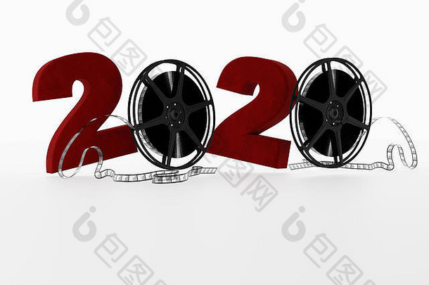 白色背景的旧电影Bobbin 2020设计