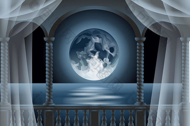 月亮反映了海阳台插图