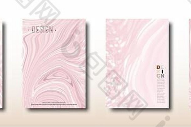 摘要柔和的粉红色的飞溅丙烯酸油漆表面集合模式飞溅波漩涡纹理时尚的背景设计封面packagi
