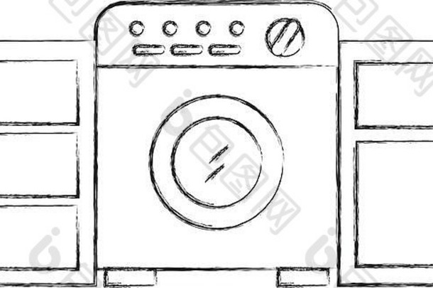 洗衣房配有洗衣机和衣柜家具