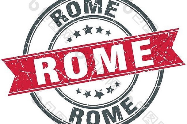 罗马红色的轮难看的东西古董丝带邮票