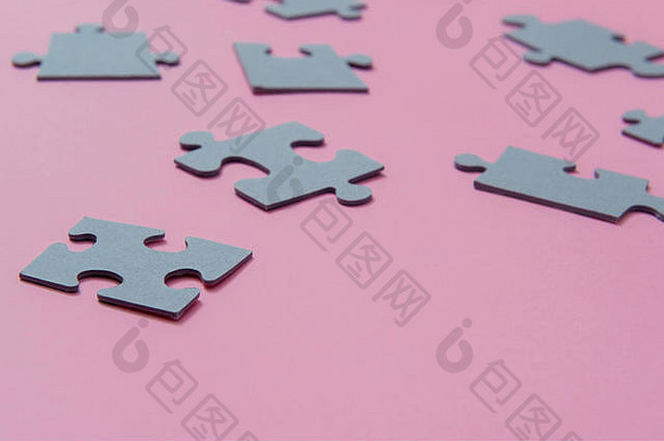 谜题粉红色的背景象征自闭症概念上的愿景问题自闭症孩子们