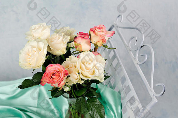 桥花新鲜的美庆祝活动人婚礼表格装饰玫瑰白色准备爱生活方式