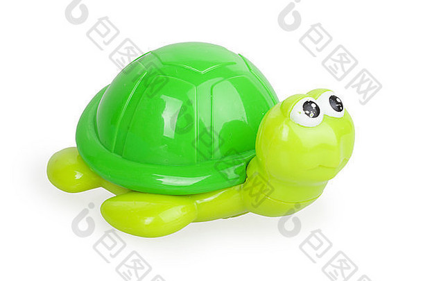 孩子们的玩具绿色乌龟孤立的白色背景